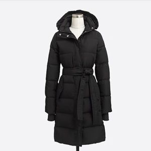 🪶 J. Crew Hood & Belt Long Down Coat 🦆